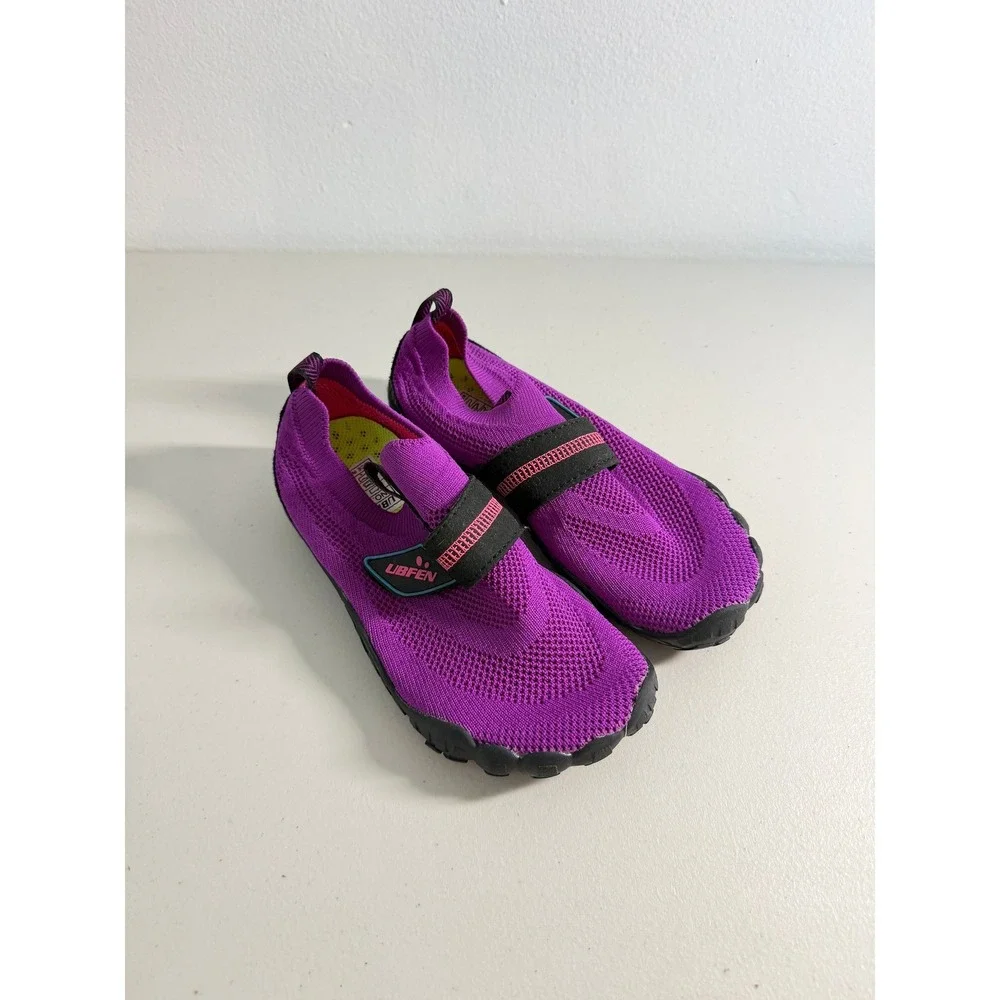 NWOT UBFEN Kids Purple Water Shoes Aqua Socks Size 33 2 Hook Loop Strap Athletic